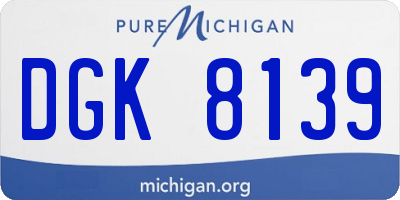 MI license plate DGK8139