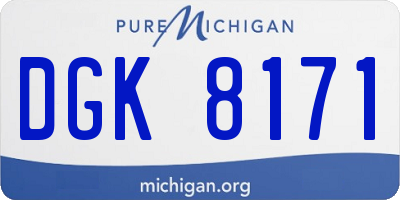 MI license plate DGK8171