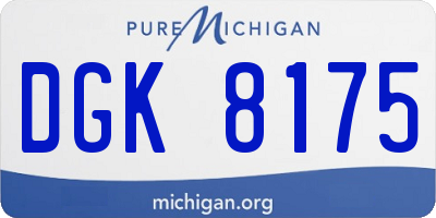 MI license plate DGK8175
