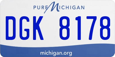 MI license plate DGK8178