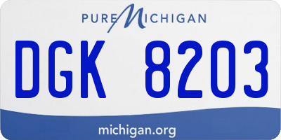 MI license plate DGK8203