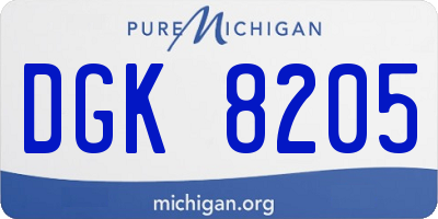 MI license plate DGK8205