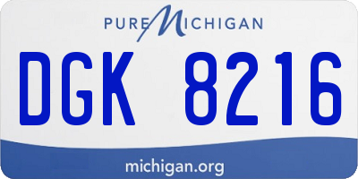 MI license plate DGK8216