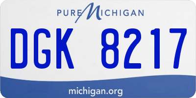 MI license plate DGK8217