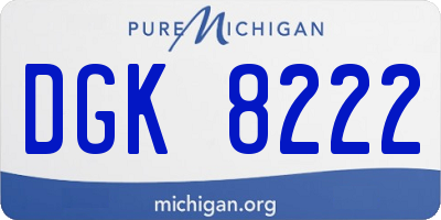 MI license plate DGK8222