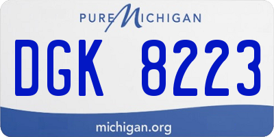 MI license plate DGK8223