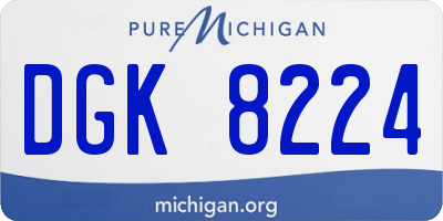 MI license plate DGK8224