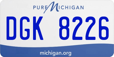 MI license plate DGK8226