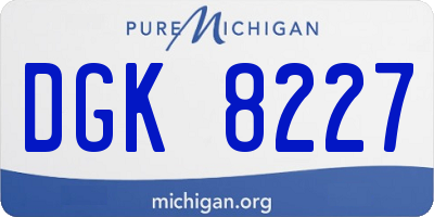 MI license plate DGK8227