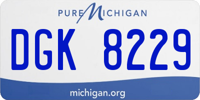 MI license plate DGK8229
