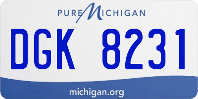 MI license plate DGK8231