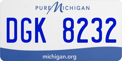 MI license plate DGK8232
