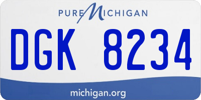 MI license plate DGK8234