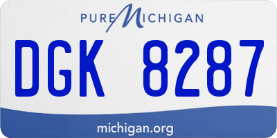 MI license plate DGK8287