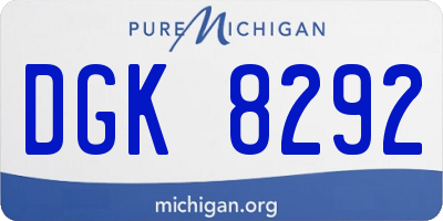 MI license plate DGK8292