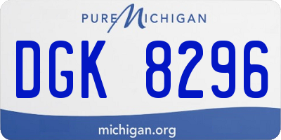 MI license plate DGK8296
