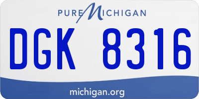 MI license plate DGK8316