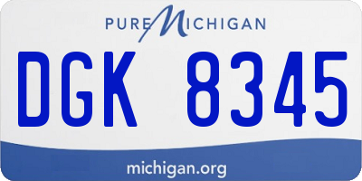 MI license plate DGK8345