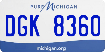MI license plate DGK8360