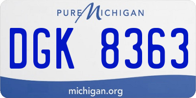 MI license plate DGK8363