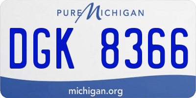 MI license plate DGK8366