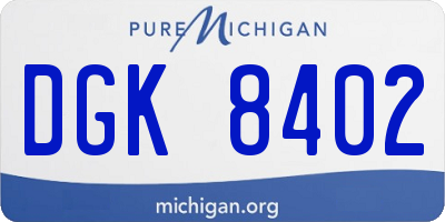 MI license plate DGK8402