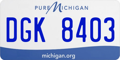 MI license plate DGK8403