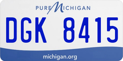 MI license plate DGK8415