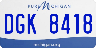 MI license plate DGK8418