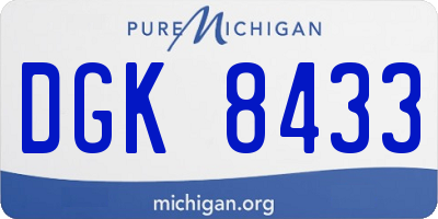 MI license plate DGK8433