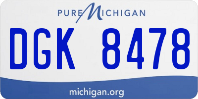 MI license plate DGK8478