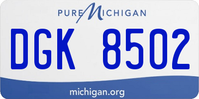 MI license plate DGK8502