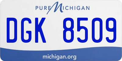 MI license plate DGK8509