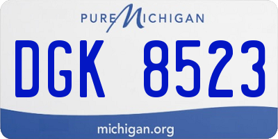 MI license plate DGK8523