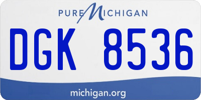 MI license plate DGK8536