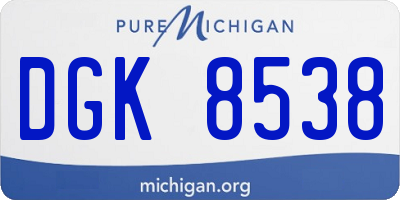 MI license plate DGK8538
