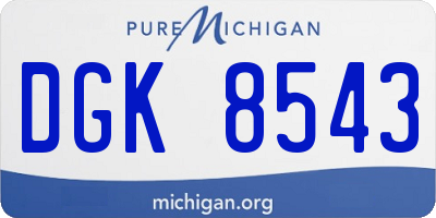 MI license plate DGK8543