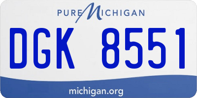MI license plate DGK8551