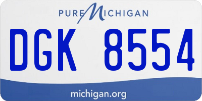 MI license plate DGK8554