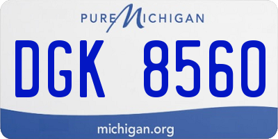 MI license plate DGK8560