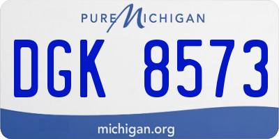 MI license plate DGK8573