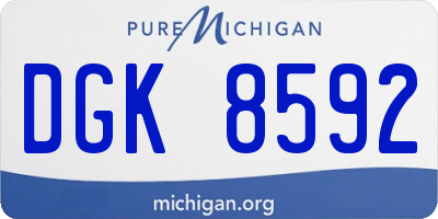 MI license plate DGK8592