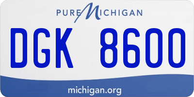 MI license plate DGK8600