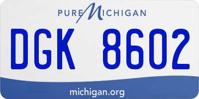 MI license plate DGK8602