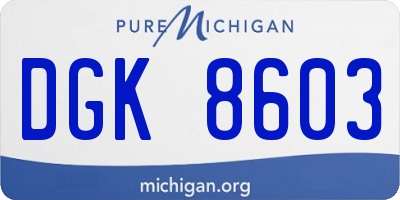MI license plate DGK8603