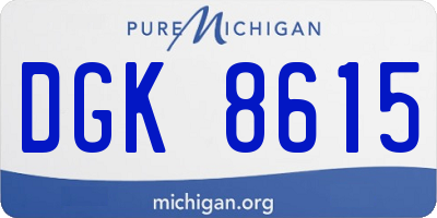 MI license plate DGK8615