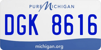 MI license plate DGK8616
