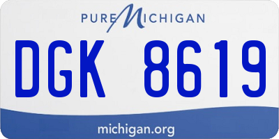 MI license plate DGK8619