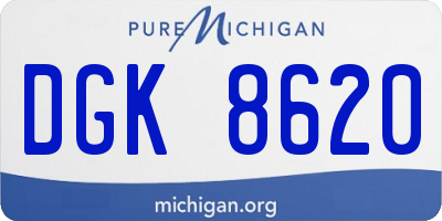 MI license plate DGK8620