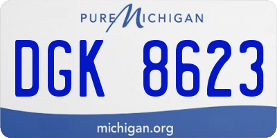 MI license plate DGK8623